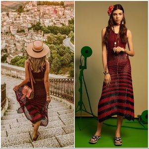 CAMPAIGN COLLECTION LINEN CROCHET MAXI DRESS